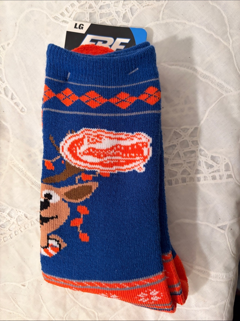 NWT Blue & Orange Reindeer Crew Socks Florida Gator socks